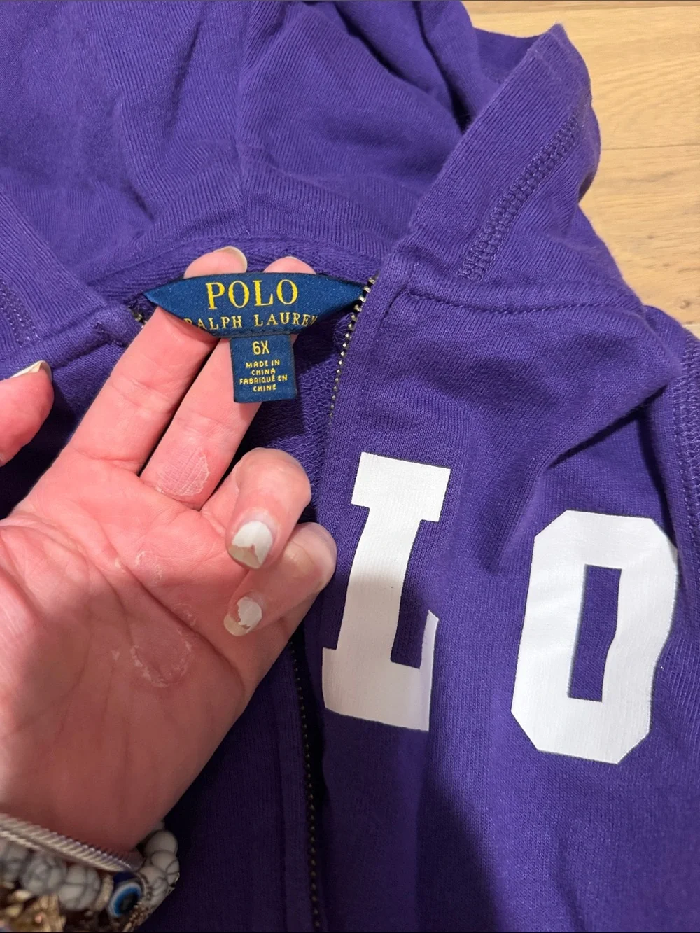 Ralph Lauren Kids Purple Hooded Zip-Up Sweatshirt with White POLO Logo